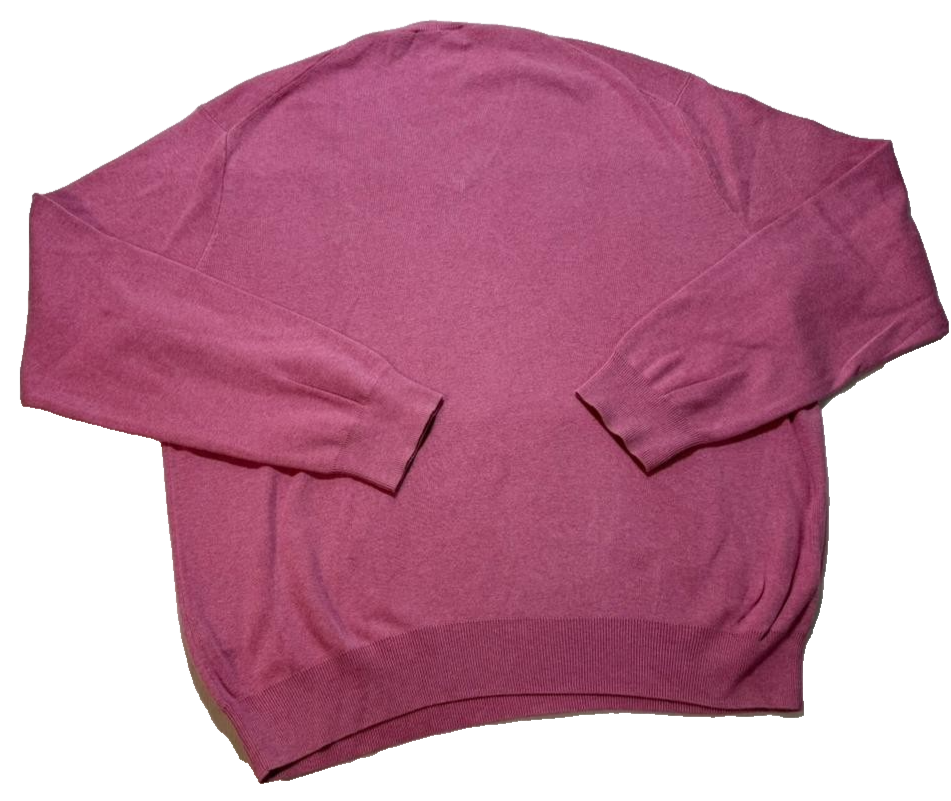 Polo Ralph Lauren Men's Pink V-Neck 100% Pima Cotton Knit Sweater Pullover L