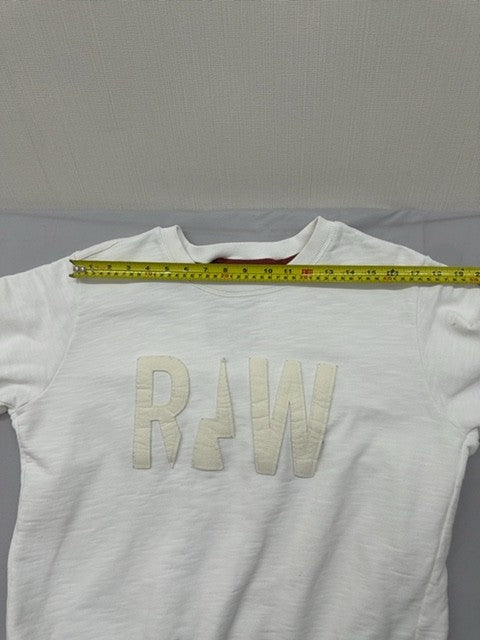 G-Star Raw White Slim Fit Crewneck Sweatshirt S Long Sleeve RAW Logo