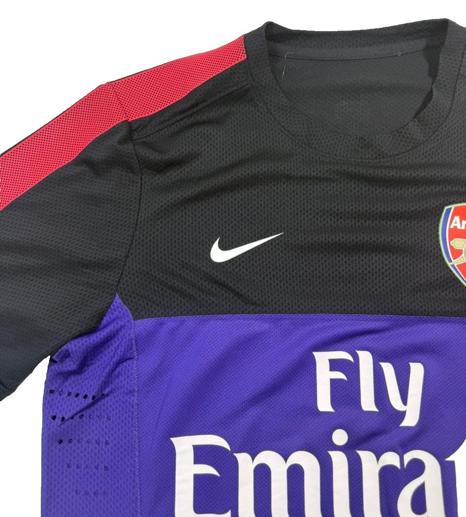 Nike Arsenal Purple Black Striped Training Shirt Fly Emirates Soccer Jersey S/M