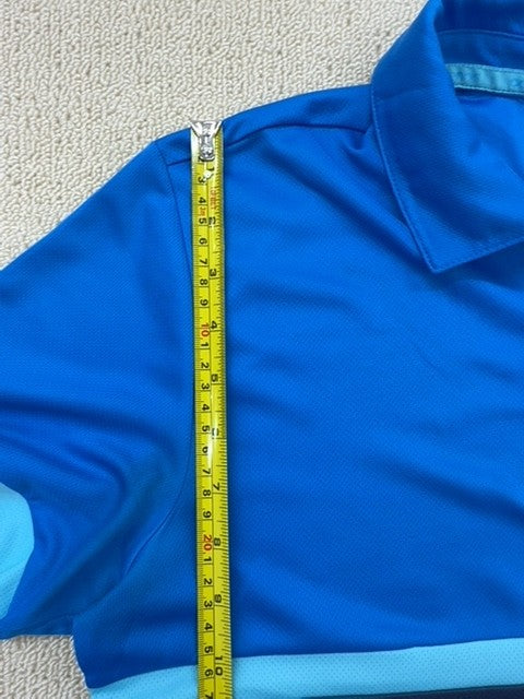 Adidas Men's Blue Striped Short Sleeve Polo Shirt L Regular
