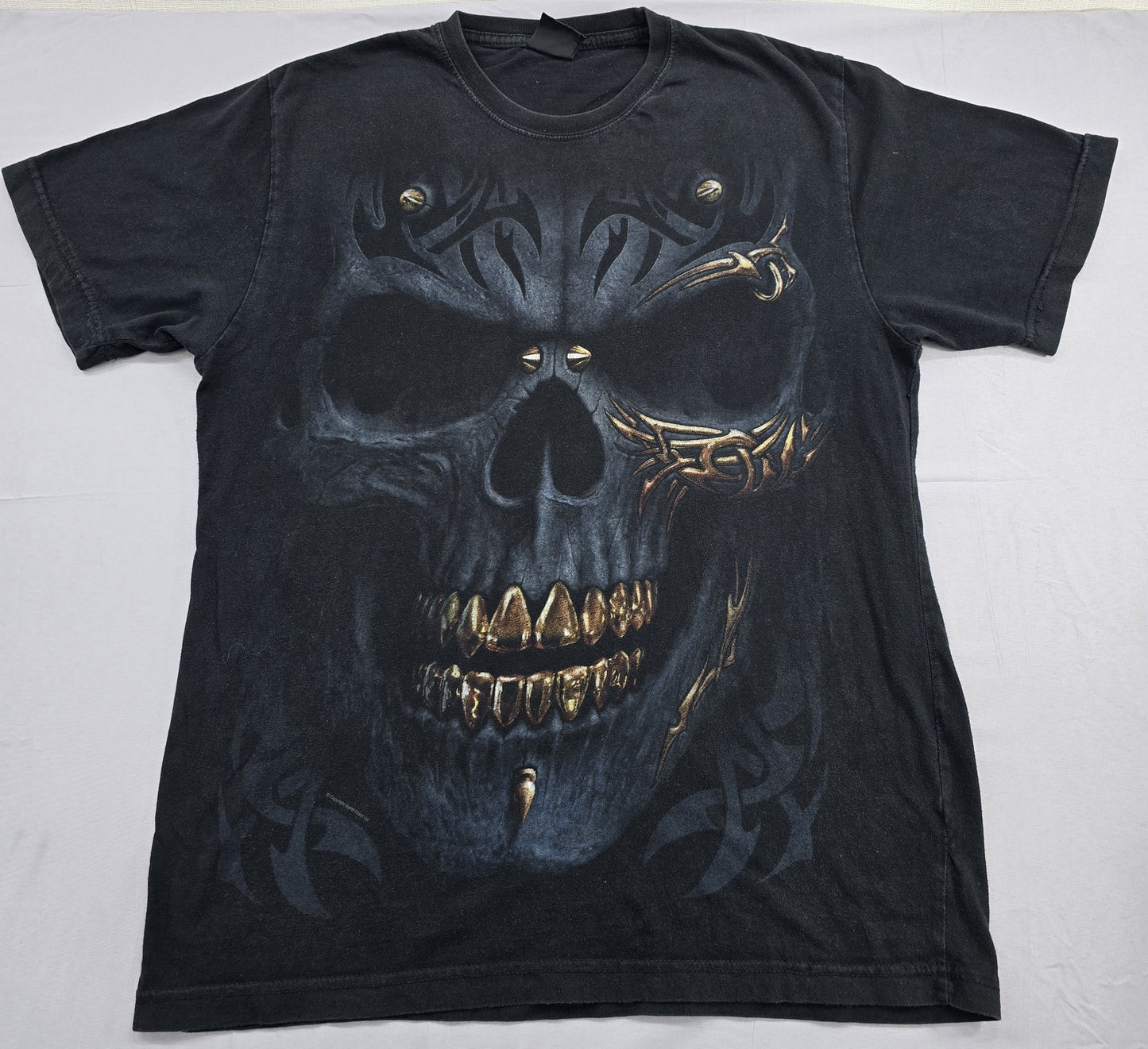 Spiral Direct Men's Black Skull Gothic T-Shirt Size L Cotton