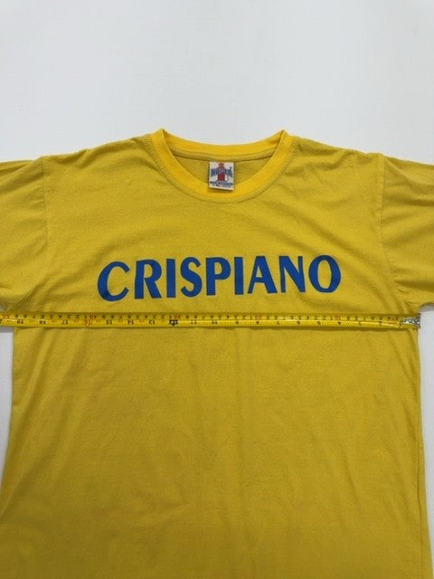 Crispiano Unisex Yellow Graphic T-Shirt Crew Neck Size M Regular Fit