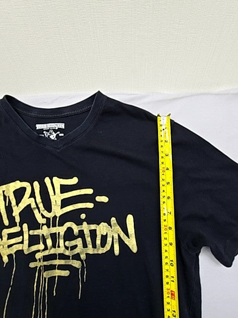 True Religion Men's Black Graphic Print Cotton T-Shirt Size L