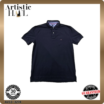 Tommy Hilfiger Men's Navy Polo Shirt XL Regular Fit Cotton Short Sleeve