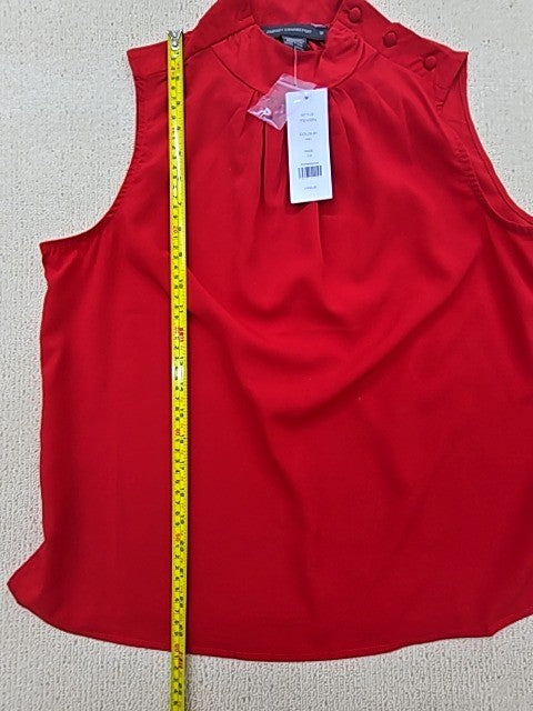French Connection Red Sleeveless Blouse Stand Collar Women's Regular Size 12