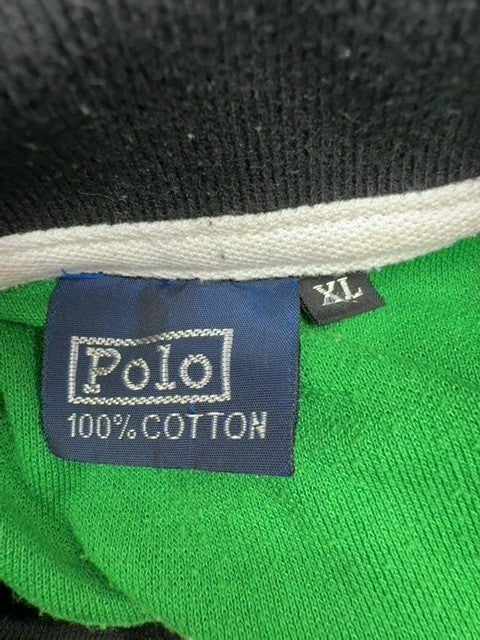 Polo Men's Shirt XL Green Black Striped Short Sleeve Cotton Pony Logo