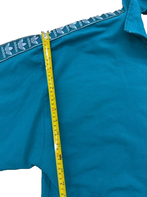 Adidas Unisex Track Jacket Turquoise Three Stripe Retro Nylon D8 F192