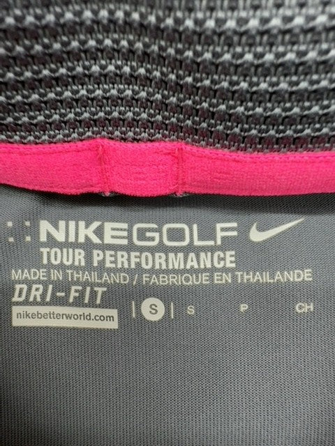 Nike Tour Performance Golf Polo Grey/Pink Stripe S Dri-FIT NWT