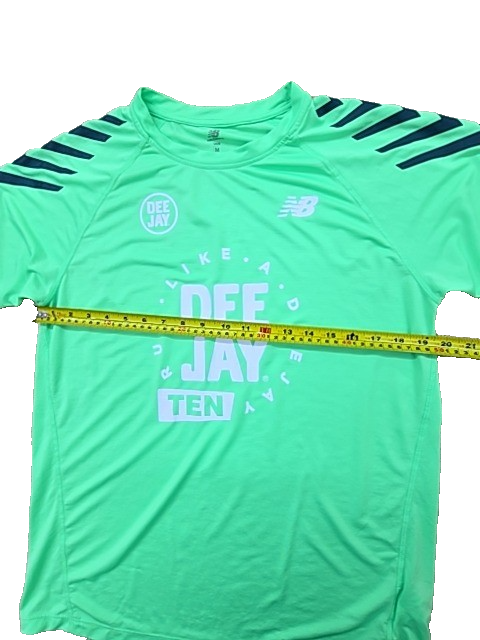 New Balance Men's Green Striped Running T-Shirt Size M Short Sleeve