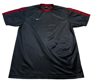 Nike Men'S Dark Grey Training Shirt Red Tipped Collar Short Sleeve Size L