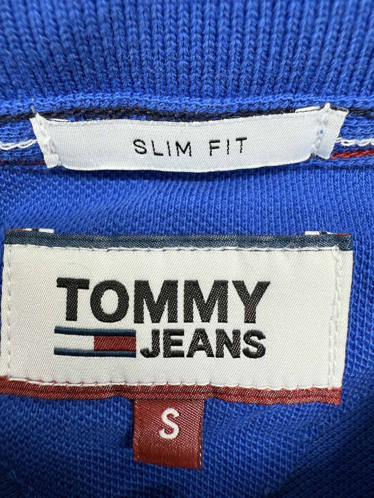 Tommy Jeans Men's Polo Shirt Small Royal Blue Cotton Slim Fit