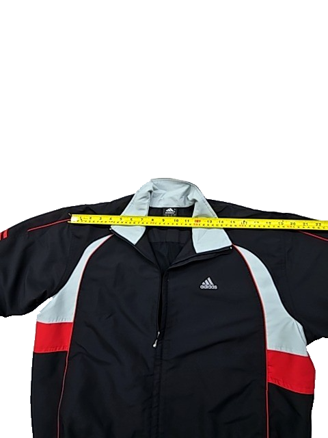 Adidas Men's Black Striped Cotton Track Jacket L Zip USA
