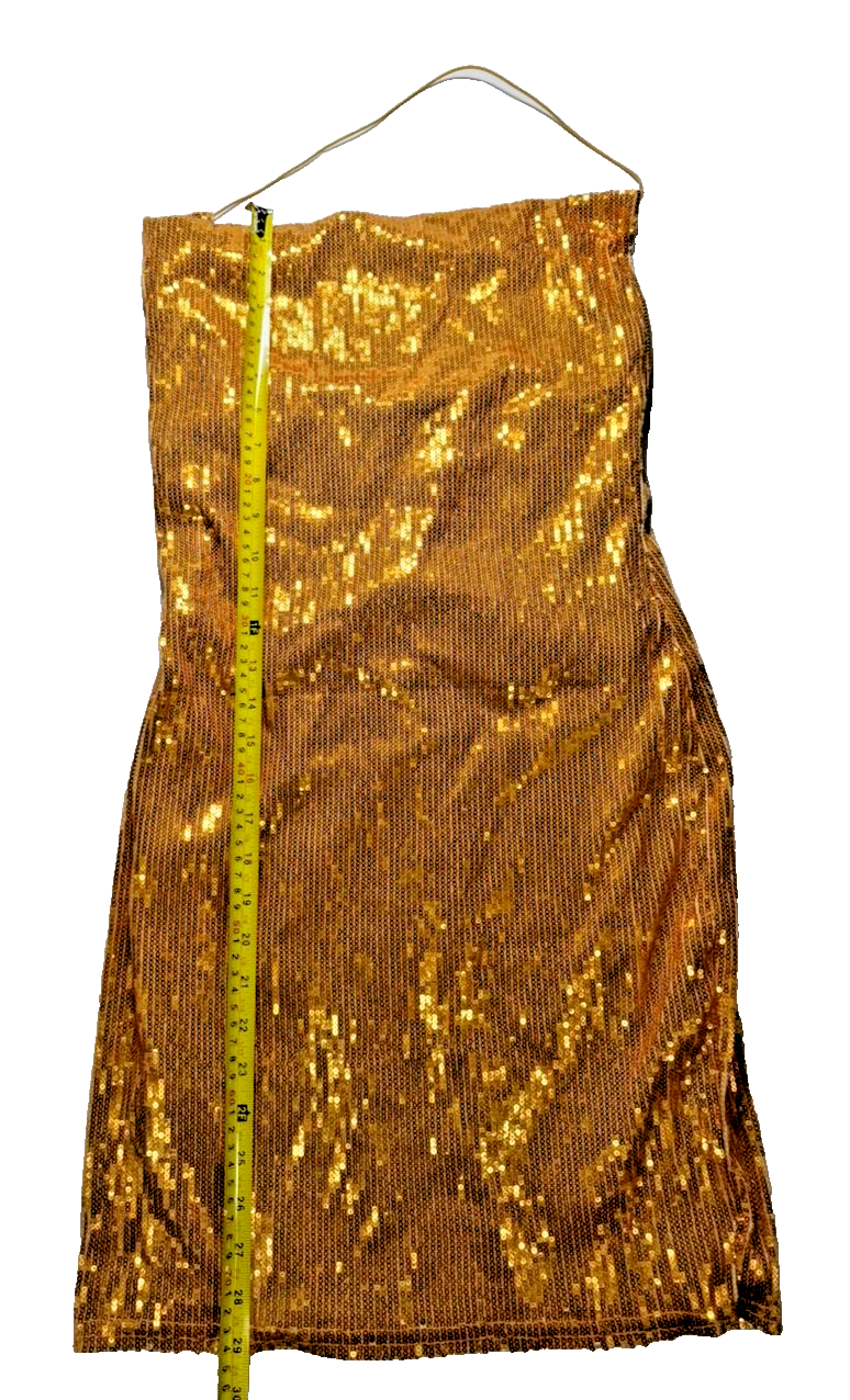 Gold Sequin Strapless Mini Dress - Size 6