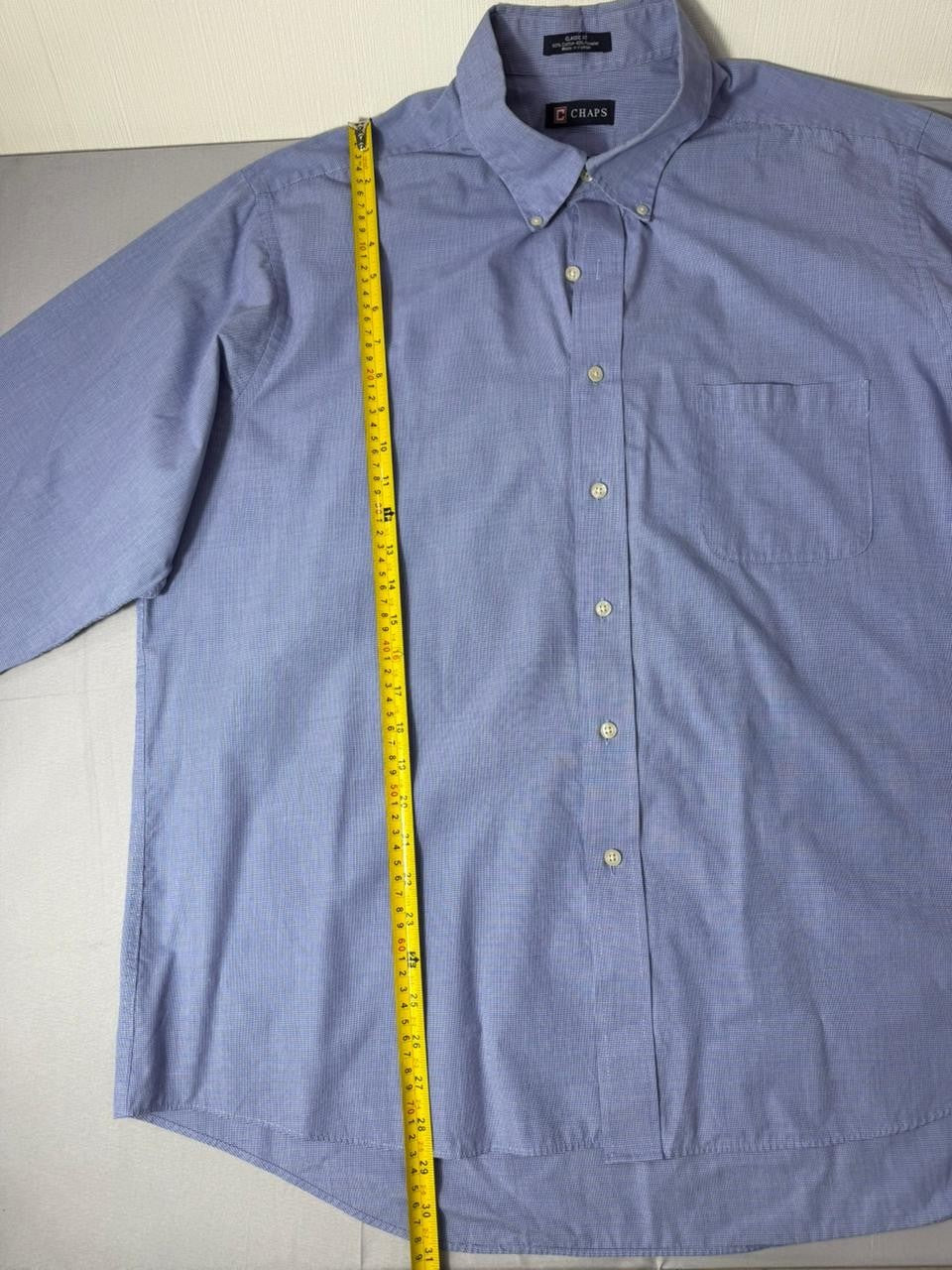 Chaps Men's Large Button Down Shirt Blue Classic Fit Wrinkle Free