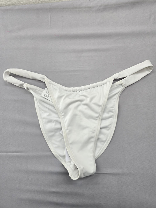 Bershka Women's White Thong Bikini Bottoms L Adjustable Straps