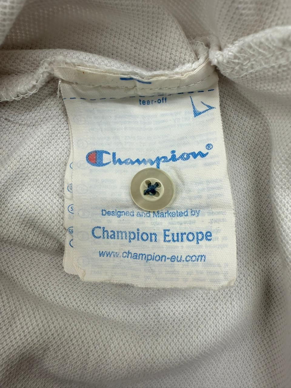 Champion XXL White Short Sleeve Polo Shirt Denim Collar Pocket Cotton