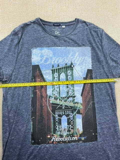 Brave Soul Men's XL Grey Brooklyn Bridge Burnout Slim T-Shirt