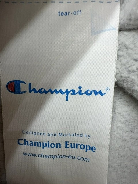 Champion New York Zip Hoodie Gray M Fleece Graphic Print