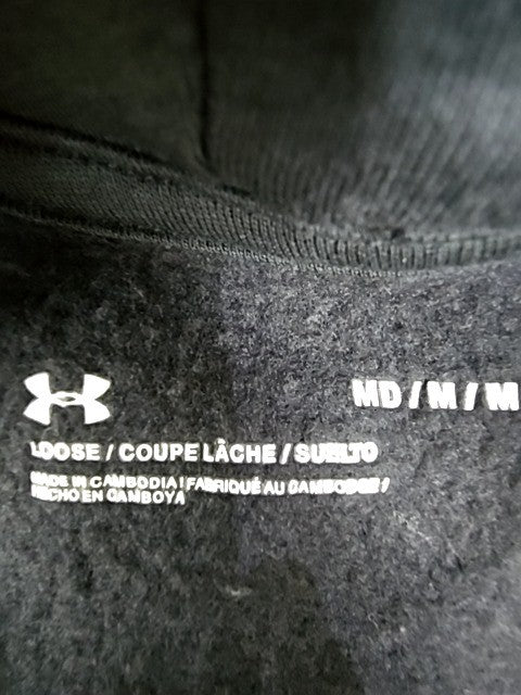 Under Armour Men's Black Fleece Pullover Hoodie Size M Loose