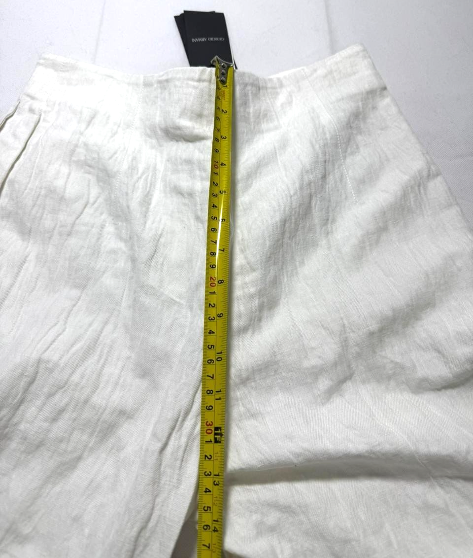 BNWT Giorgio Armani White Linen-Blend Wide-Leg Pants - Size 42