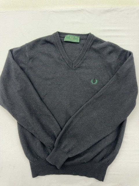 Fred Perry Men's Gray Sweater – Size 46, Logo, V-Neck