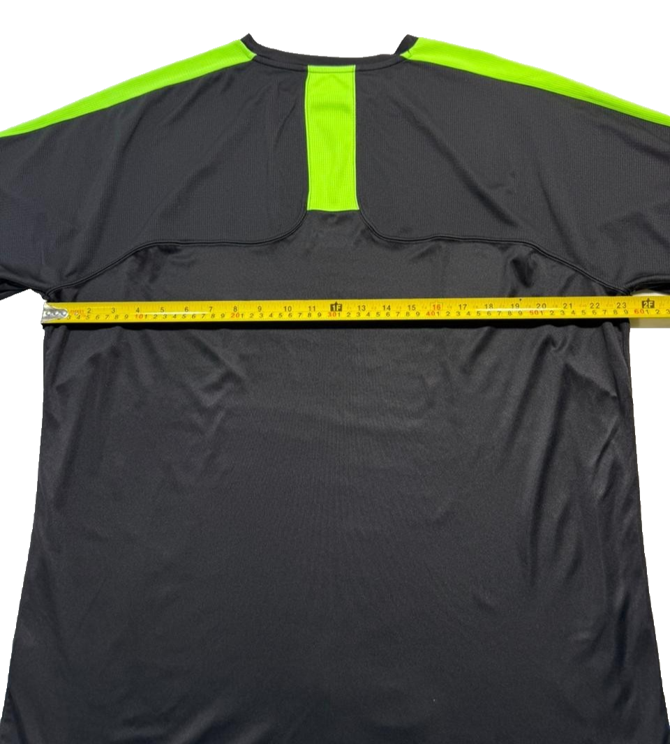 Puma Men's Black Neon Green Stripe Performance Training Soccer Polo-Shirt S/L