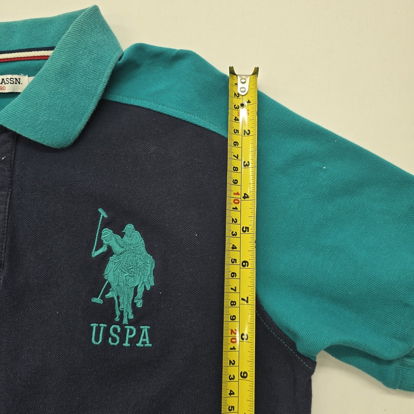 U.S. Polo Assn Boys Teal Color Block Polo Shirt Size 3 Sports Knit