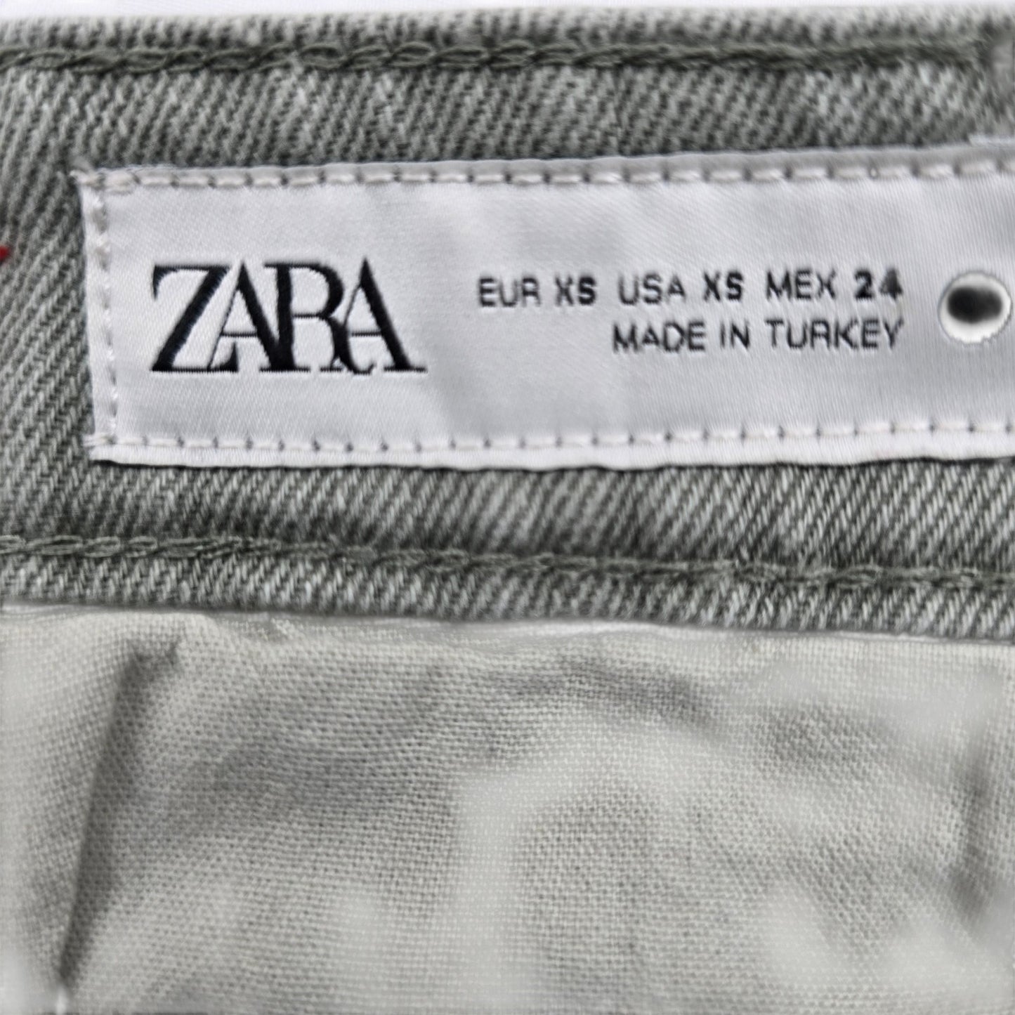 Zara Men Gray Straight Jeans XS Mid Rise Light Wash Button Fly Regular