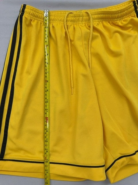 Adidas Unisex Yellow Striped Shorts Size L 3-Stripes Drawstring