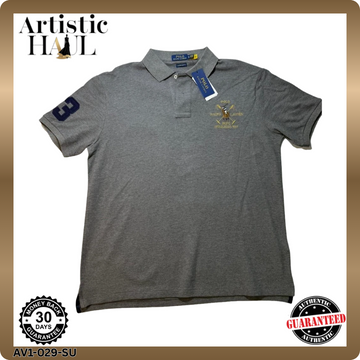 Ralph Lauren Men's Gray Polo Shirt Size XL Embroidered Polo Players