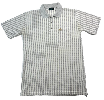 Vintage Gray And White Striped Adidas Polo Shirt - Size L