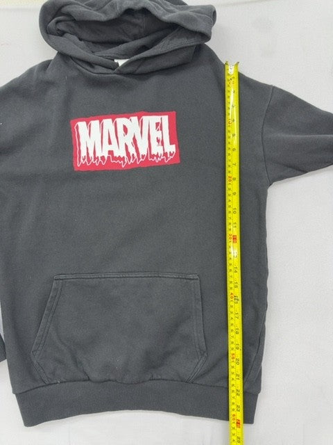 Marvel Logo Superhero Charcoal Fleece Hoodie S Pullover Unisex