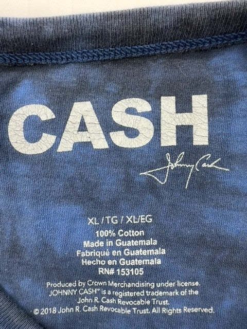 Johnny Cash Unisex Navy Blue Tie Dye All Star Tour XL Vintage