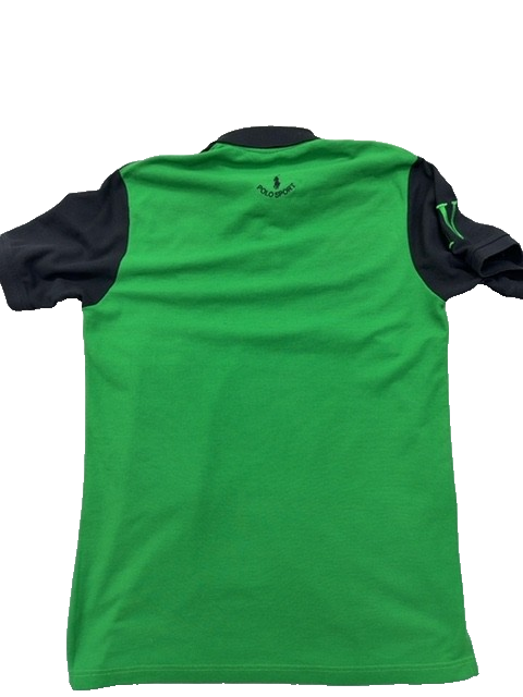 Polo Men's Shirt XL Green Black Striped Short Sleeve Cotton Pony Logo