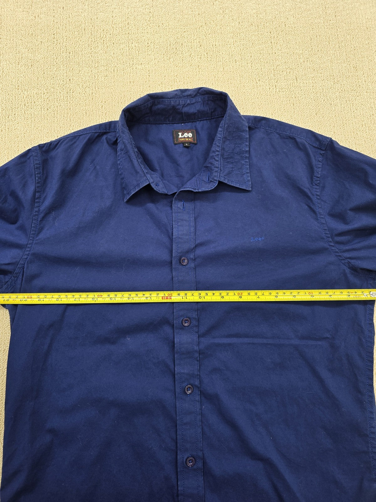 Lee Navy Blue Cotton Button-Down Shirt Long Sleeve Men's Size L