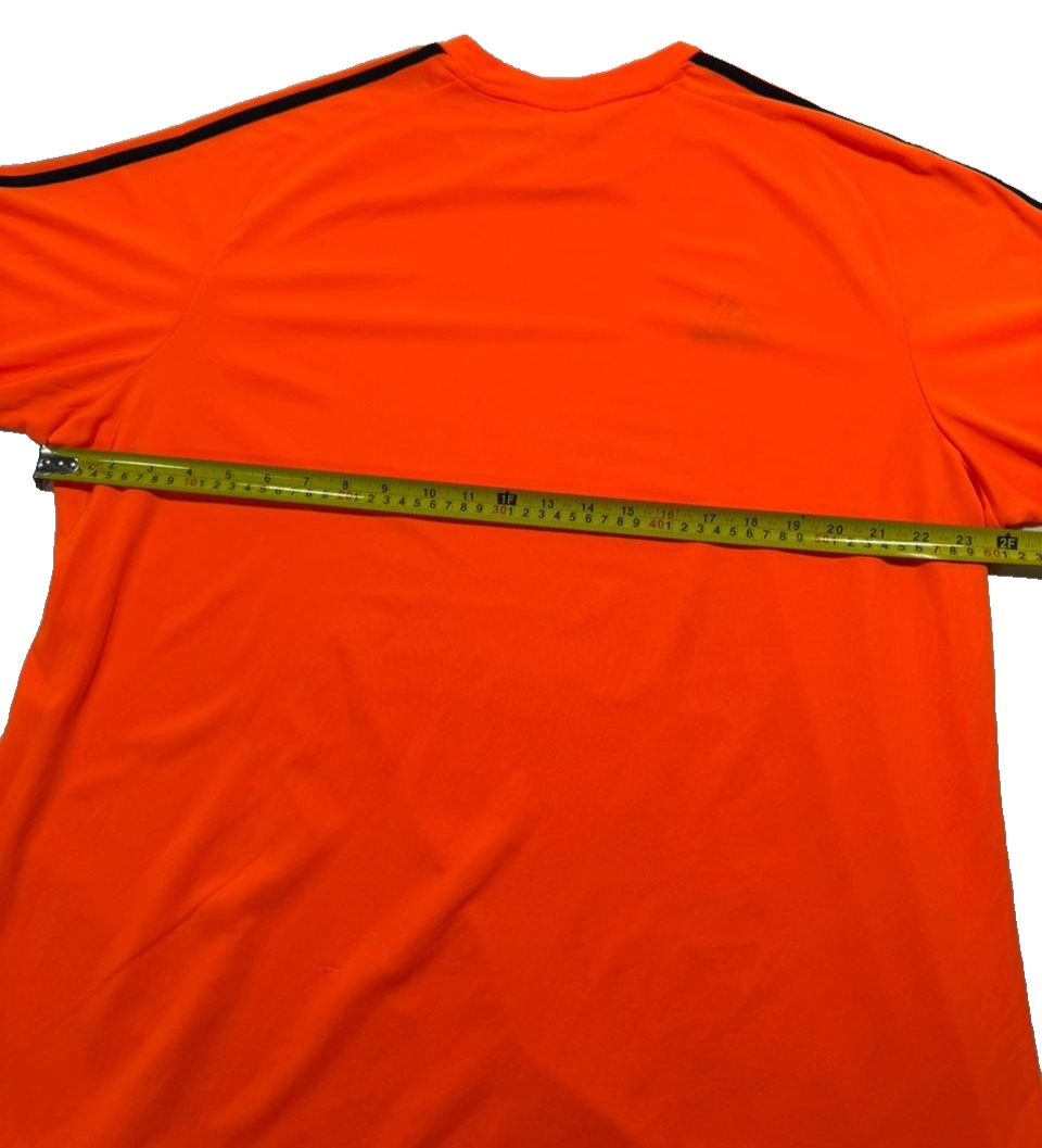 Adidas Men's Bright Orange Climalite Training Shirt Black 3-Stripe Crew Neck 2Xl