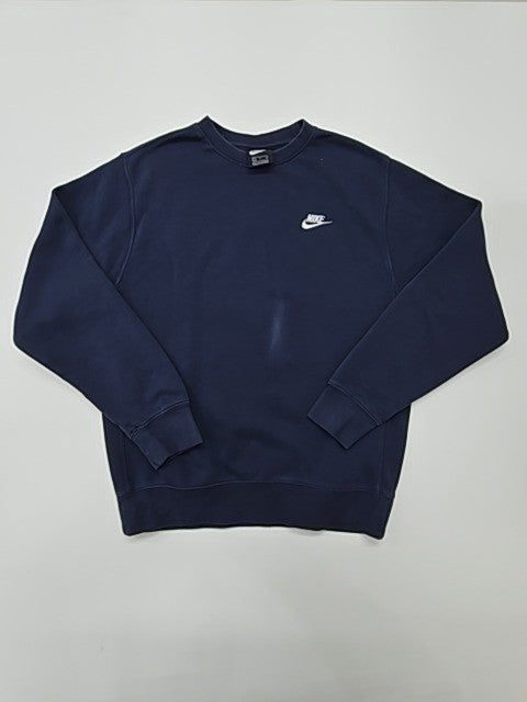 Nike Boys Navy Fleece Crewneck Pullover Hoodie Size S (6/7) Regular