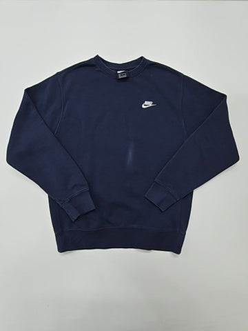 Nike Boys Navy Fleece Crewneck Pullover Hoodie Size S (6/7) Regular