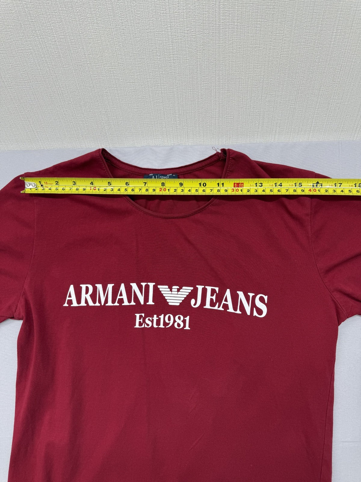Armani Jeans Men's Red L Cotton Logo Crewneck Short Sleeve T-Shirt