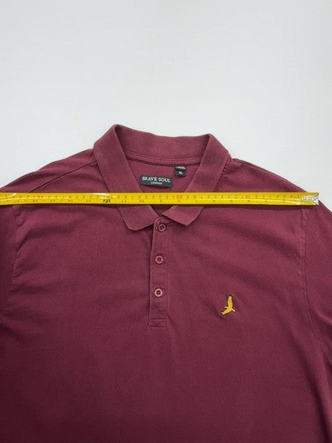 Brave Soul Men's XL Burgundy Short Sleeve Polo Shirt