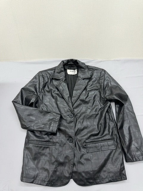 4th & Reckless Black Faux Leather Quilted Blazer Petite M