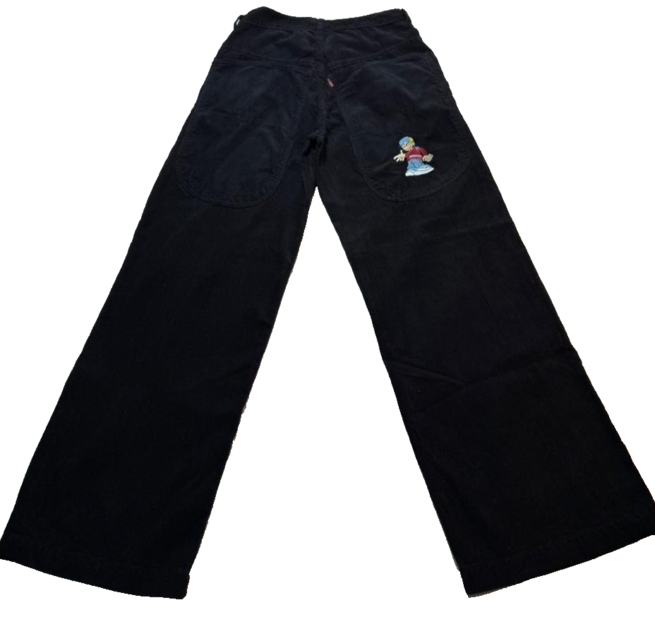 Lobel Cartoon Embroidery Wide Leg High Rise Corduroy Pants Size 38 | Unisex