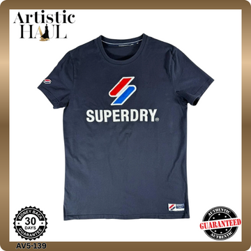 Superdry Style Logo Graphic T-Shirt Navy Medium Size Tag Missing