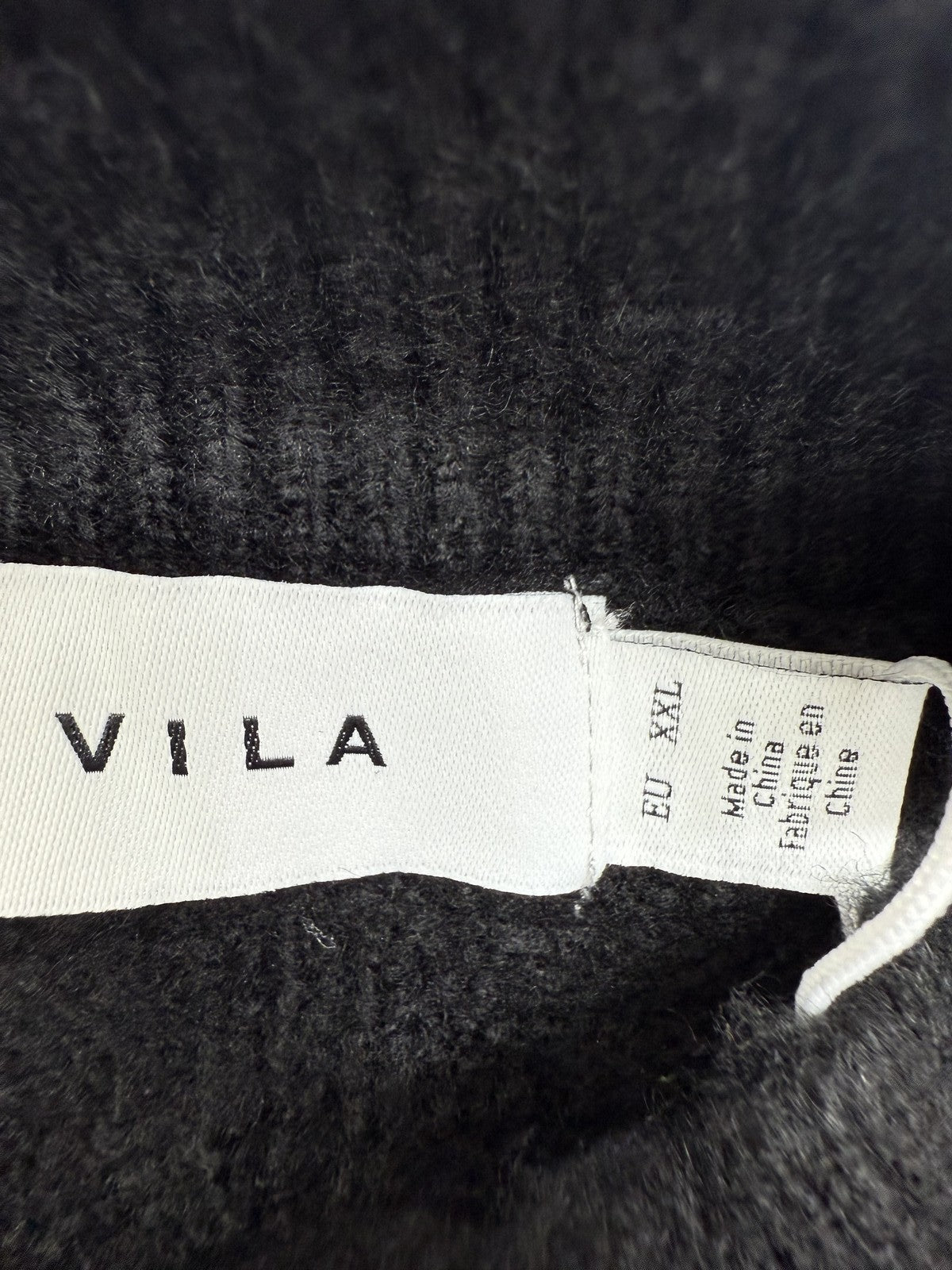 Vila Black Turtleneck Knit Sweater Women XL Long Sleeve Solid