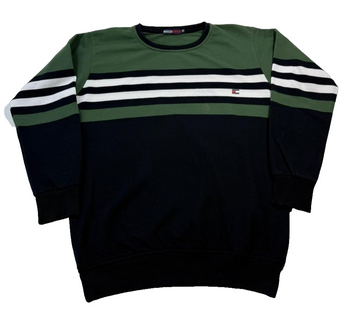 Tommy Hilfiger Men's Green Black Colorblock Striped Crewneck Sweatshirt XL