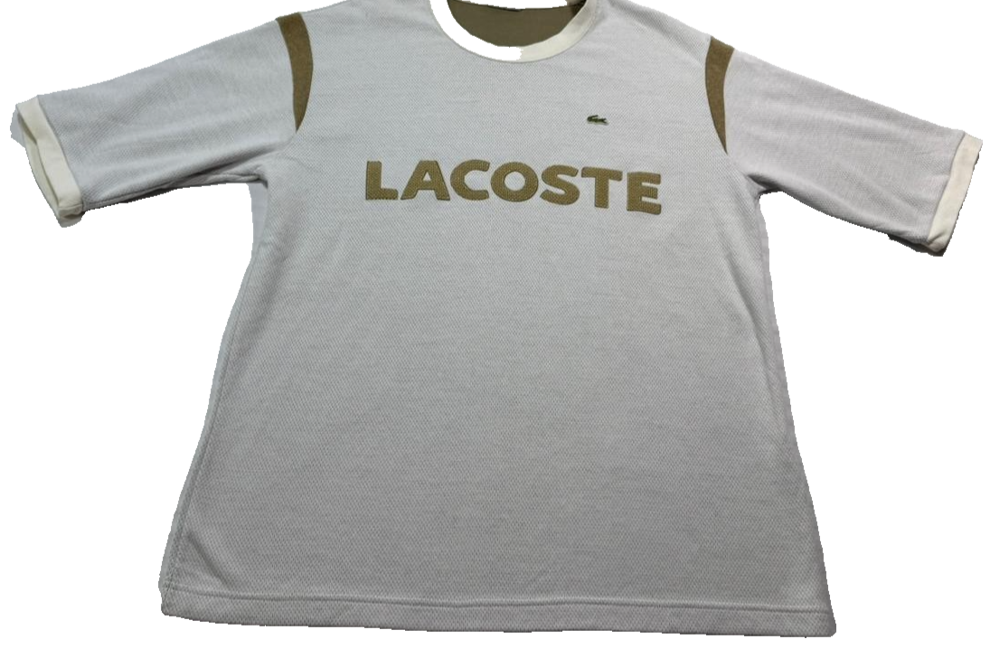 Lacoste Logo Embroidered T-Shirt Sweatshirt Cotton Blend Size 5 [ Unisex]