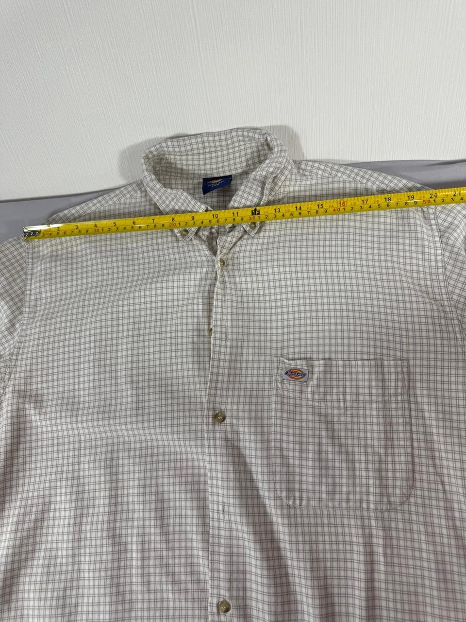 Dickies Men's Button Up Shirt Large L Grey Check Long Sleeve Workwear