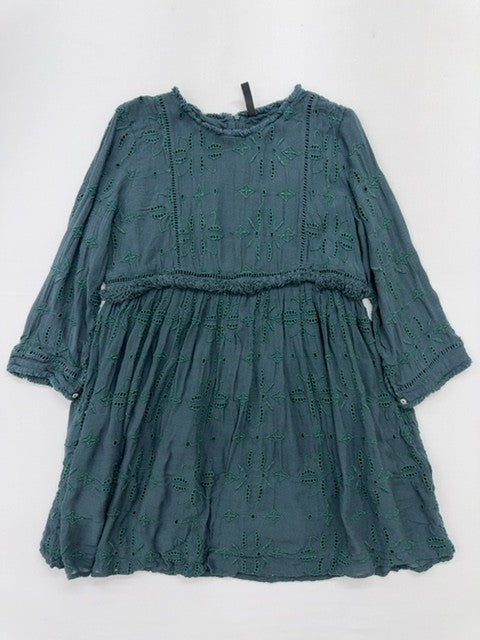 t.r.f Girls Teal Eyelet Knee-Length Dress Size L