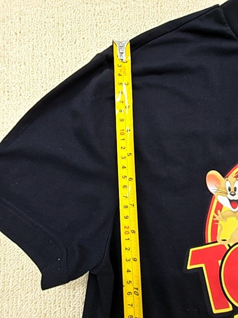Tom And Jerry Black Graphic T-Shirt Men's M Short Sleeve Crewneck