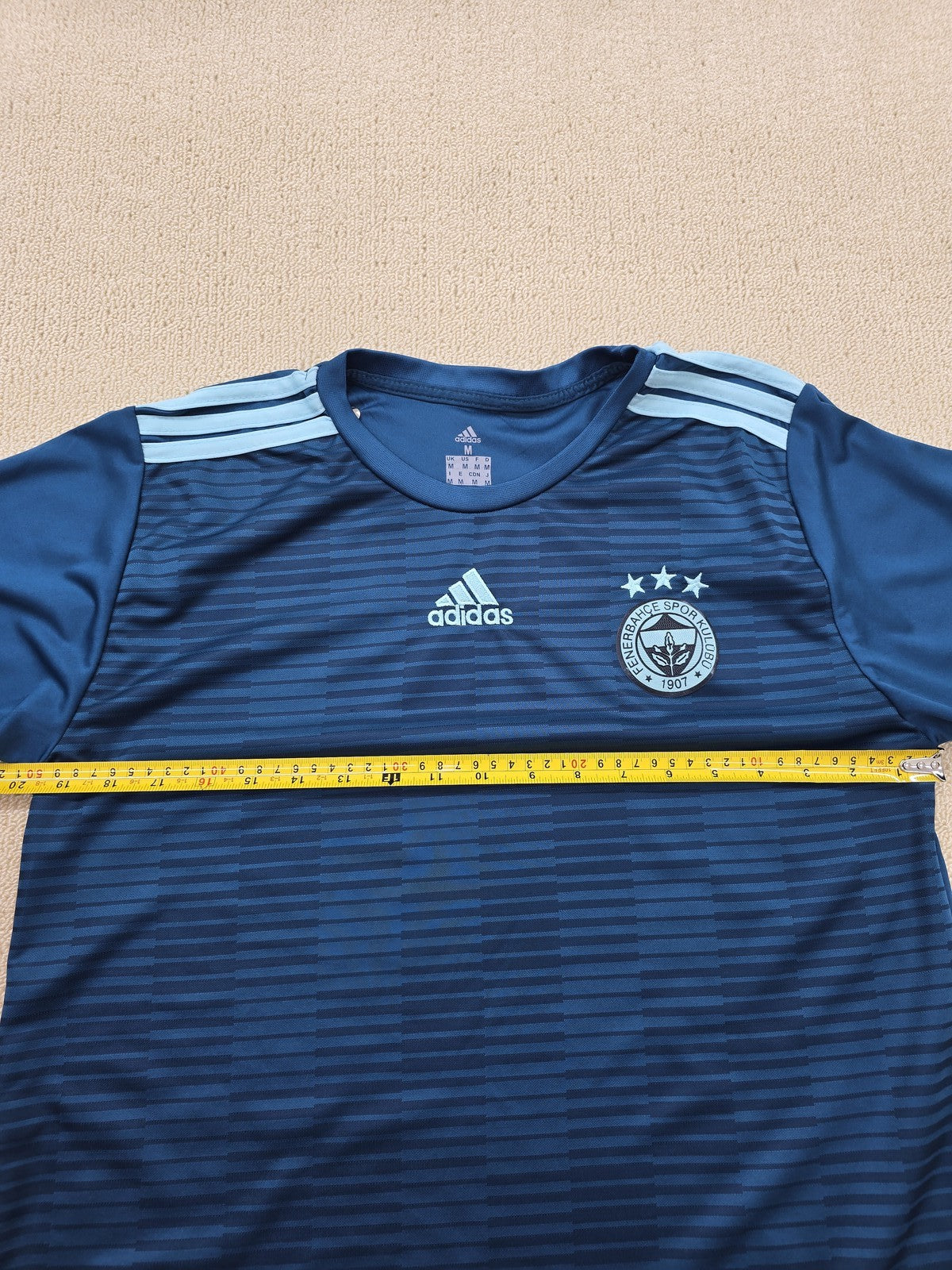 Adidas Men's Navy Striped Soccer Jersey M Short Sleeve Climacool